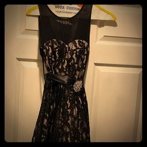 Black lace with tan underlay